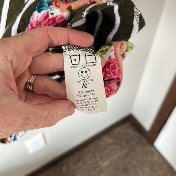 Ampersand Avenue Double Hood Hooded Sweatshirt Floral & Striped Green Medium - Picture 10 of 15